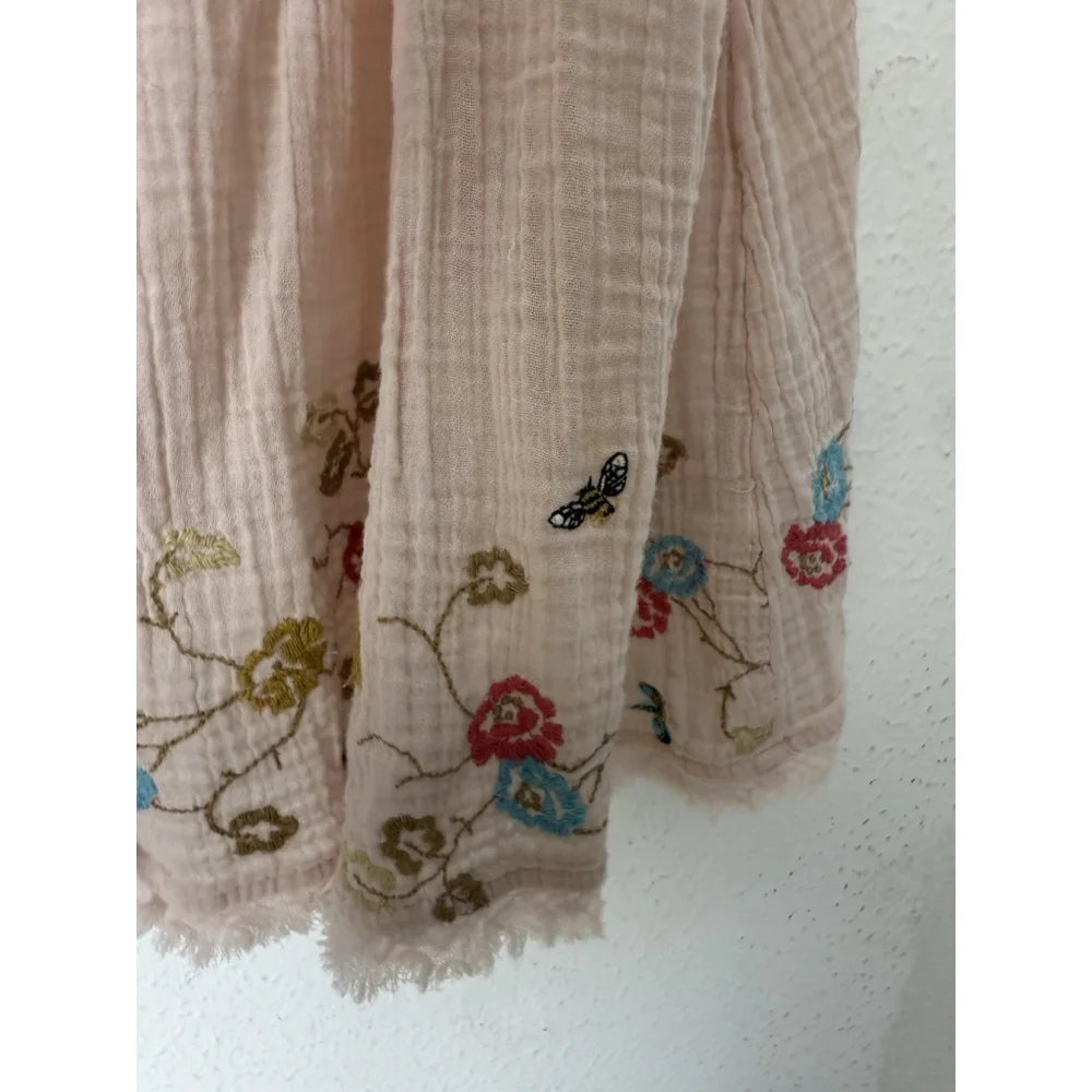 Anthropologie Raquel Embroidery Gauze Tunic Mini Dress Small Boho Festival Hi Lo - Picture 8 of 9